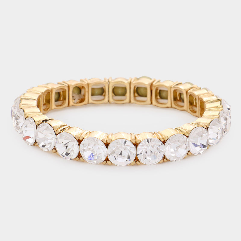 Stretch Evening Bracelet - Gold/Clear-230 Jewelry-NYW-Coastal Bloom Boutique, find the trendiest versions of the popular styles and looks Located in Indialantic, FL