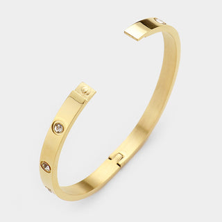Stainless Steel CZ Station Bangle Bracelet-230 Jewelry-NYW/NYC-Coastal Bloom Boutique, find the trendiest versions of the popular styles and looks Located in Indialantic, FL