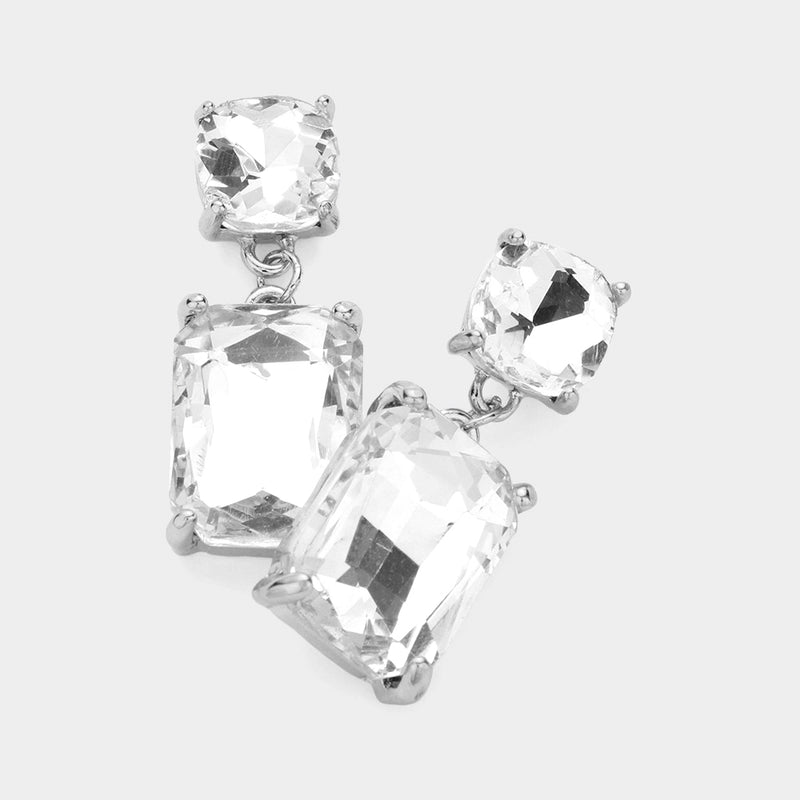 Pop of Color Emerald Cut Earrings - Clear-230 Jewelry-NYW-Coastal Bloom Boutique, find the trendiest versions of the popular styles and looks Located in Indialantic, FL