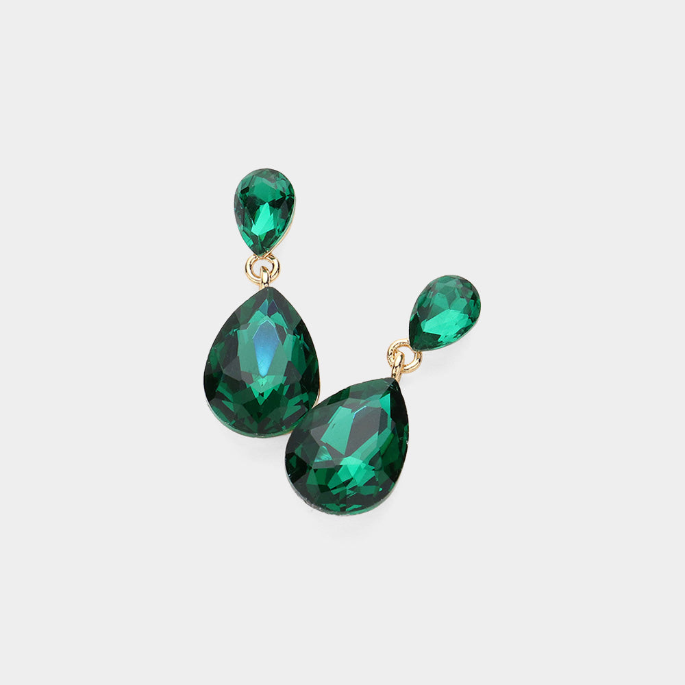 Gleaming Cascade Drop Earrings - Emerald-230 Jewelry-NYW-Coastal Bloom Boutique, find the trendiest versions of the popular styles and looks Located in Indialantic, FL