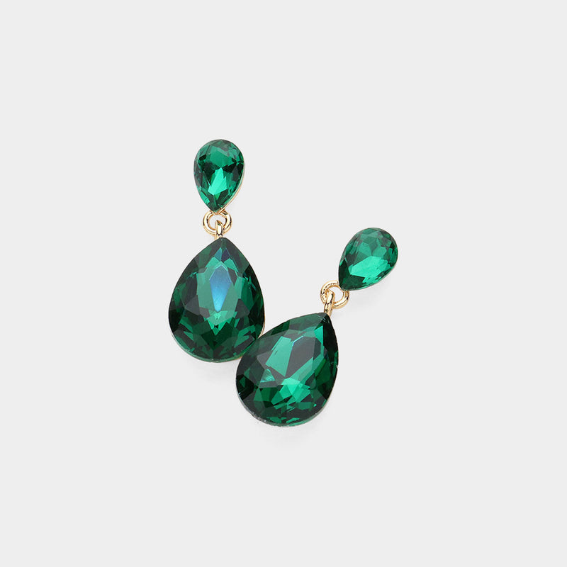 Gleaming Cascade Drop Earrings - Emerald-230 Jewelry-NYW-Coastal Bloom Boutique, find the trendiest versions of the popular styles and looks Located in Indialantic, FL