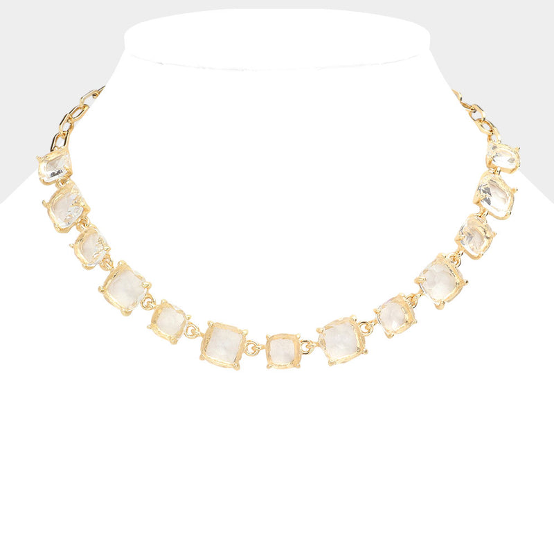 City Lights Luxe Necklace - Gold/Clear-230 Jewelry-NYW-Coastal Bloom Boutique, find the trendiest versions of the popular styles and looks Located in Indialantic, FL