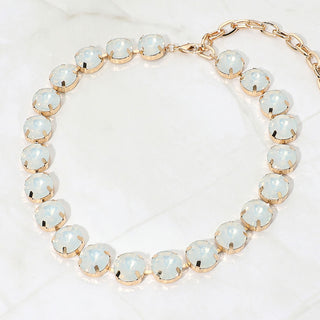 City Light Big Round Stone Tennis Necklace - Opal, White