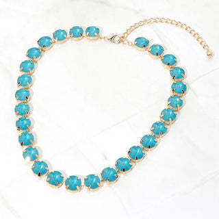 City Light Big Round Stone Tennis Necklace - Light Sapphire