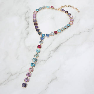 City Light Big Round Stone Drop Necklace - Multi/Blue
