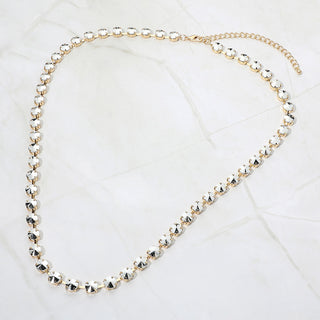 City Light Big Round Stone Tennis Long Necklace - Silver