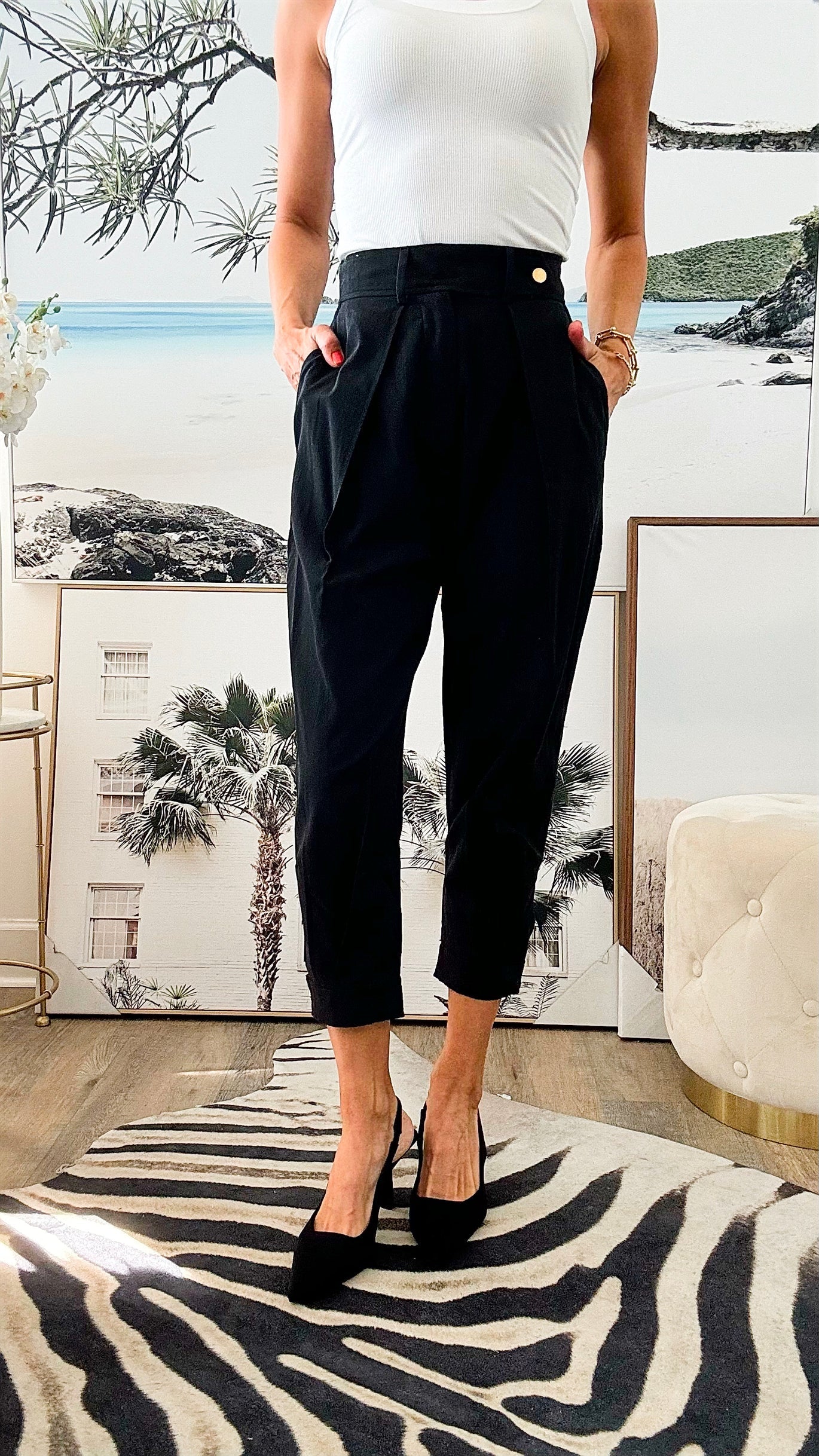 High Waist Pocket Cargo pant-170 Bottoms-Nylon Apparel-Coastal Bloom Boutique, find the trendiest versions of the popular styles and looks Located in Indialantic, FL