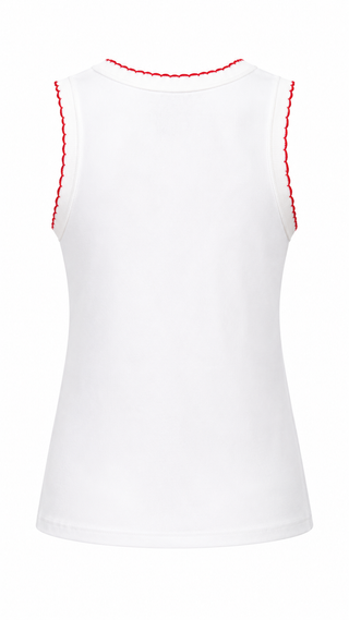 Perfectly Trimmed Italian Tank Top - White/Red