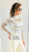 Shimmer Lines Long Sleeve Top-130 Long Sleeve Tops-JJ'S FAIRYLAND-Coastal Bloom Boutique, find the trendiest versions of the popular styles and looks Located in Indialantic, FL