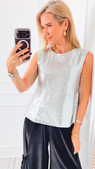 Sequin Swing Top - Silver