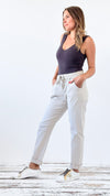 Spring Italian Jogger Pant - Sand Beige-180 Joggers-Italianissimo-Coastal Bloom Boutique, find the trendiest versions of the popular styles and looks Located in Indialantic, FL