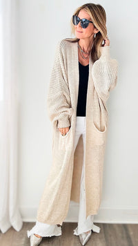 Sugar High Long Italian Cardigan - Ecru-150 Cardigans/Layers-Yolly-Coastal Bloom Boutique, find the trendiest versions of the popular styles and looks Located in Indialantic, FL