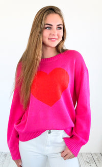 Shop Damage Sweetheart Knit Sweater - Hot Pink-140 Sweaters-MIRACLE-Coastal Bloom Boutique, find the trendiest versions of the popular styles and looks Located in Indialantic, FL