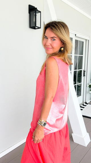 Spotlight Ready Italian Tank Top- Coral