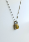 Canary Stone Two Tone Micropave Pendant Necklace-230 Jewelry-DARLING-Coastal Bloom Boutique, find the trendiest versions of the popular styles and looks Located in Indialantic, FL