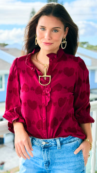 Heartfelt Ruffle Button Down Top
