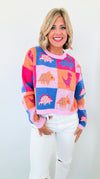 Dino Patchwork Sweater-140 Sweaters-Dreamers-Coastal Bloom Boutique, find the trendiest versions of the popular styles and looks Located in Indialantic, FL