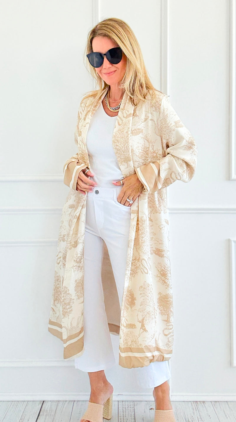 Adorable Italian Long Jacket- Beige-160 Jackets-K2-Coastal Bloom Boutique, find the trendiest versions of the popular styles and looks Located in Indialantic, FL