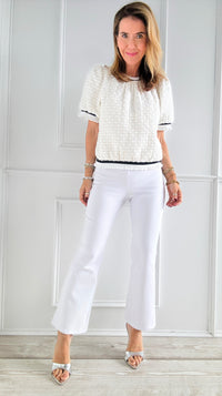 Snowfall Slim-Fit Pants-Off White-170 Bottoms-Beverly Rose-Coastal Bloom Boutique, find the trendiest versions of the popular styles and looks Located in Indialantic, FL