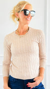 Hailey Knit Pullover Top - Khaki-140 Sweaters-Cielo-Coastal Bloom Boutique, find the trendiest versions of the popular styles and looks Located in Indialantic, FL