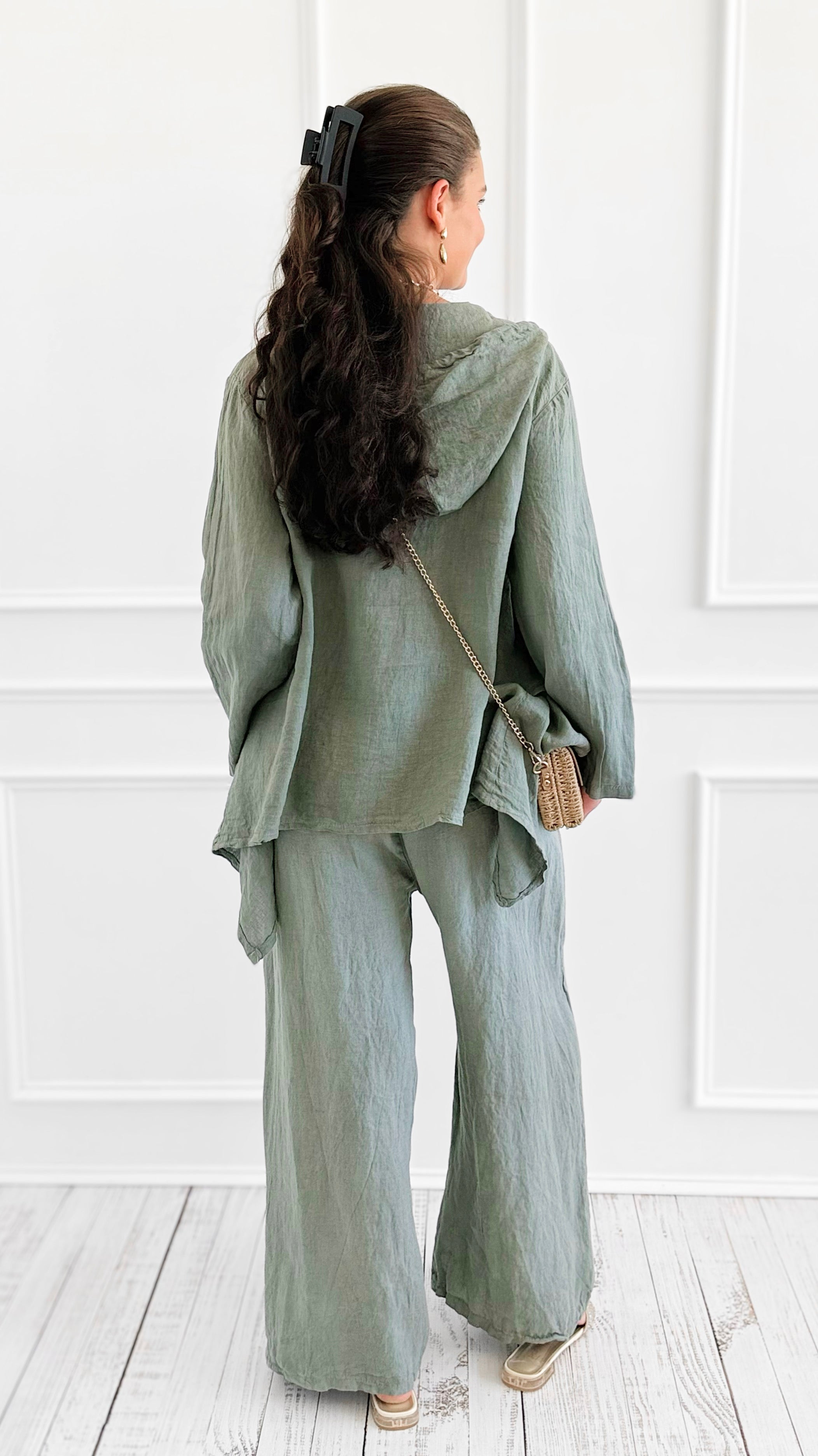 Seaside Sway Italian Linen Pants-Olive-100 Pants-FIORE-Coastal Bloom Boutique, find the trendiest versions of the popular styles and looks Located in Indialantic, FL