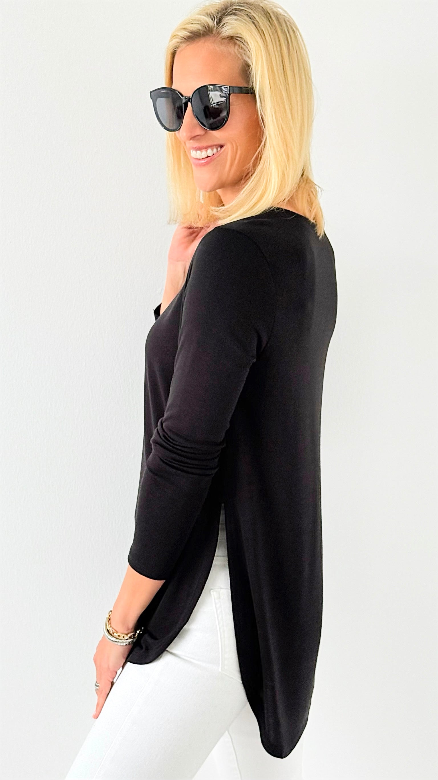 Hung Up Top - Black-130 Long Sleeve Tops-Mono B-Coastal Bloom Boutique, find the trendiest versions of the popular styles and looks Located in Indialantic, FL