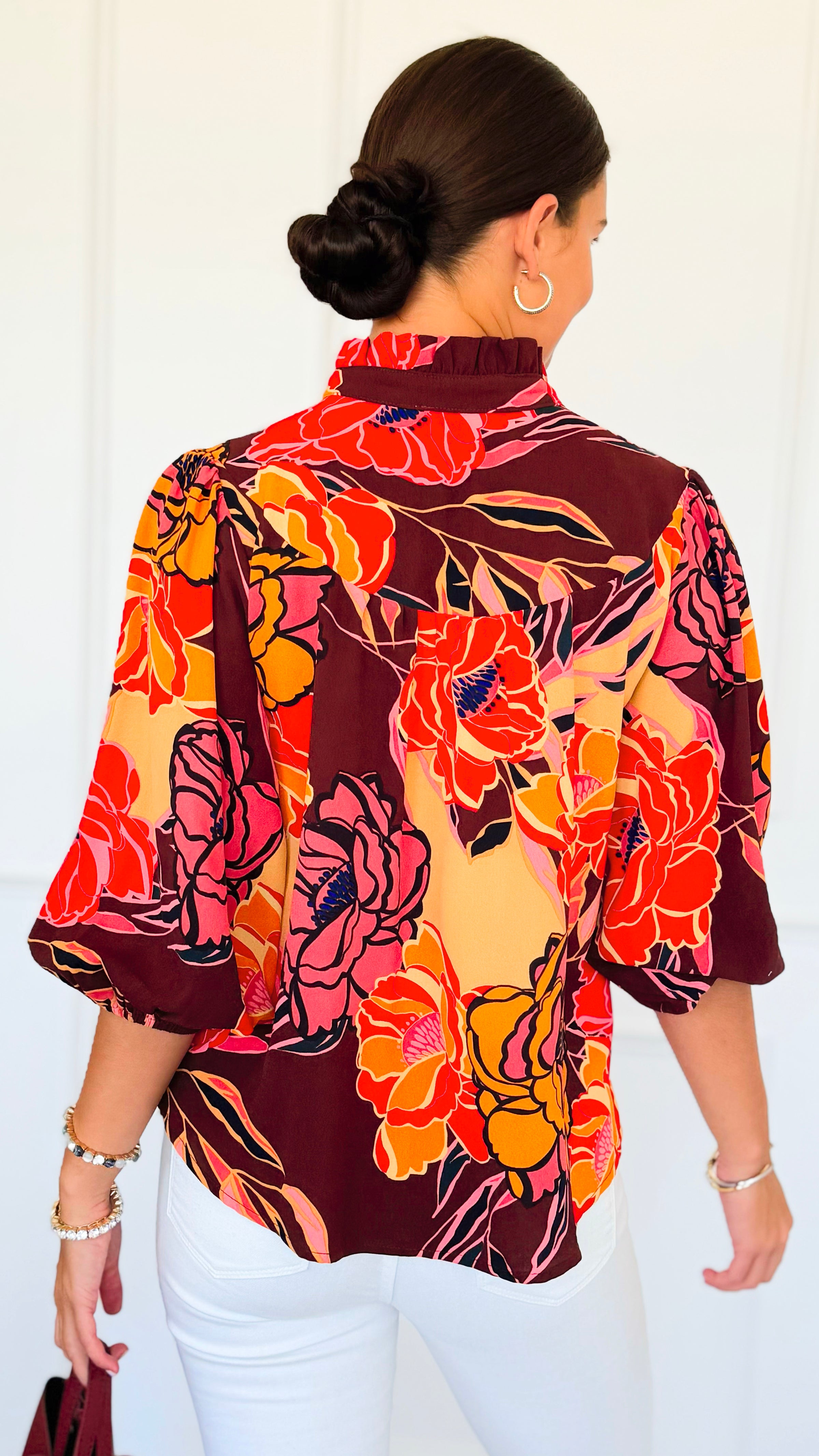 Wild Bloom Button Top-110 Long Sleeve Tops-oddi-Coastal Bloom Boutique, find the trendiest versions of the popular styles and looks Located in Indialantic, FL