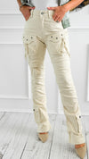 Pinched Stretch Cargo Pants-170 Bottoms-SMOKE RISE RED-Coastal Bloom Boutique, find the trendiest versions of the popular styles and looks Located in Indialantic, FL