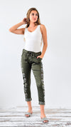 Skull Wish List Italian Joggers- Olive-pants-Italianissimo-Coastal Bloom Boutique, find the trendiest versions of the popular styles and looks Located in Indialantic, FL