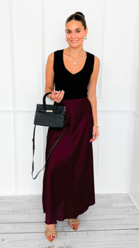 Isabella Italian Skirt- Wine-170 Bottoms-SEE YOU IN ROME-Coastal Bloom Boutique, find the trendiest versions of the popular styles and looks Located in Indialantic, FL