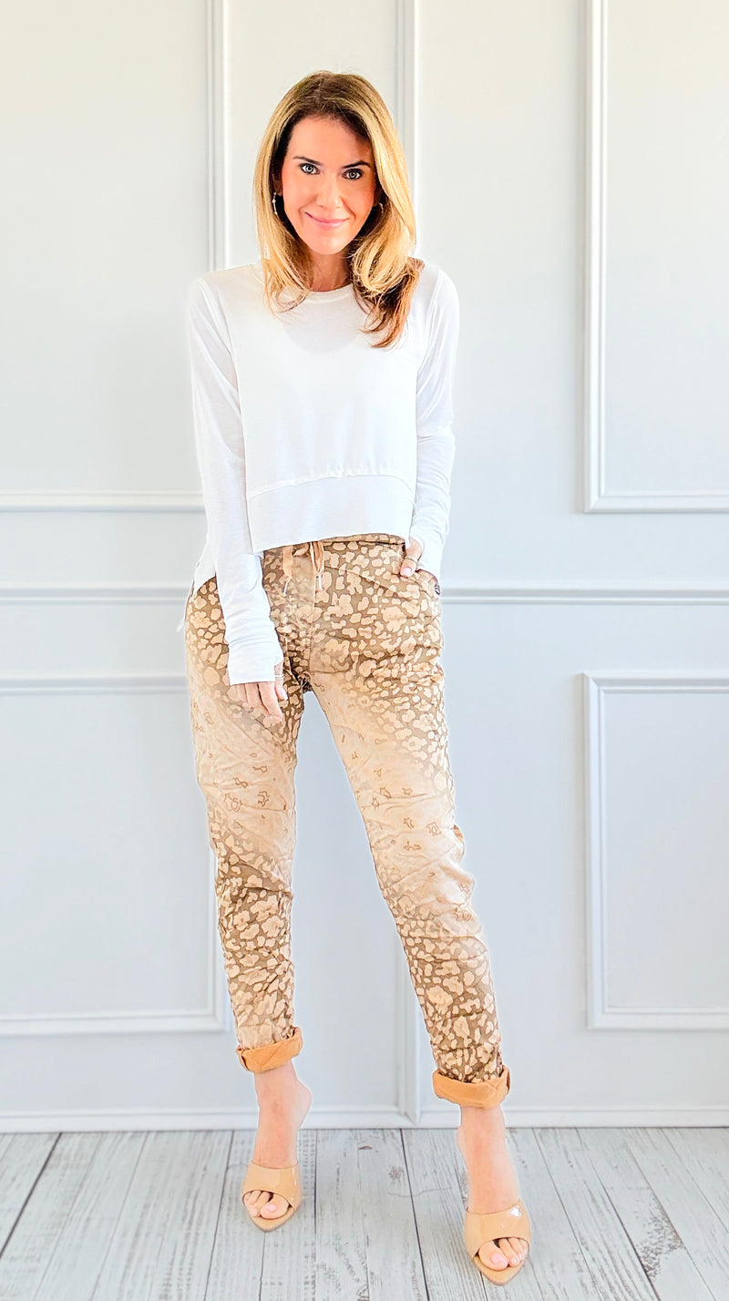 Wish List Animal Print Italian Joggers- Camel-180 Joggers-Italianissimo-Coastal Bloom Boutique, find the trendiest versions of the popular styles and looks Located in Indialantic, FL