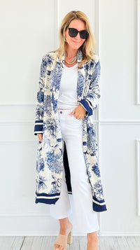 Adorable Italian Long Jacket- Navy-160 Jackets-K2-Coastal Bloom Boutique, find the trendiest versions of the popular styles and looks Located in Indialantic, FL