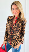 Wild Ruffle Neck Button Down Blouse Top-110 Long Sleeve Tops-JODIFL-Coastal Bloom Boutique, find the trendiest versions of the popular styles and looks Located in Indialantic, FL