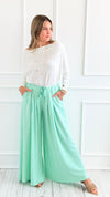 Relaxed Flowy High-Rise Pants - Mint-170 Bottoms/Shorts-POL-Coastal Bloom Boutique, find the trendiest versions of the popular styles and looks Located in Indialantic, FL