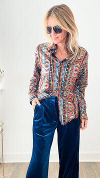 Wild Wild West Sequin Button Up Blouse-130 Long Sleeve Tops-Main Strip-Coastal Bloom Boutique, find the trendiest versions of the popular styles and looks Located in Indialantic, FL