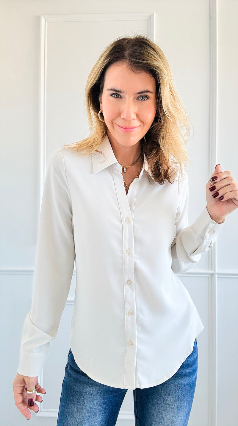 Soft Touch Button Blouse Top - Oyster-130 Long sleeve top-Must Have-Coastal Bloom Boutique, find the trendiest versions of the popular styles and looks Located in Indialantic, FL