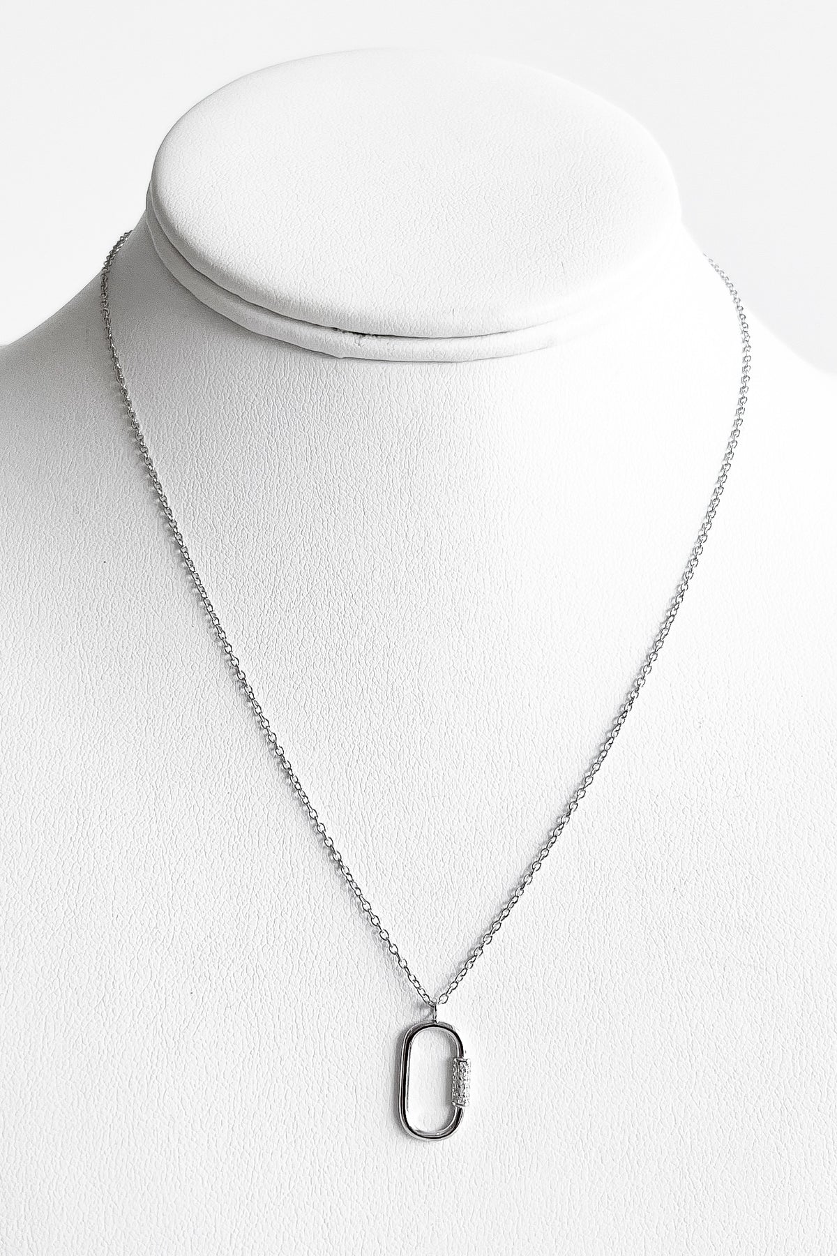 Sterling Silver CZ Carabiner Necklace-230 Jewelry-NYC-Coastal Bloom Boutique, find the trendiest versions of the popular styles and looks Located in Indialantic, FL