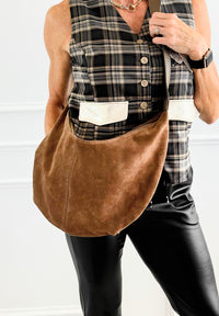 Italian Suede & Leather Hobo Bag-240 Bags-DEDA LEATHER-Coastal Bloom Boutique, find the trendiest versions of the popular styles and looks Located in Indialantic, FL