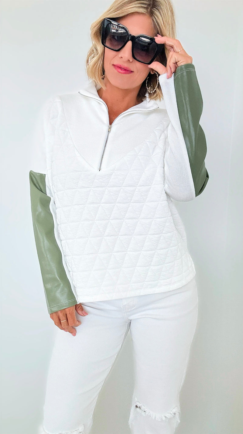 Sierra Quilted Half-Zip Pullover-110 Short Sleeve Tops-THML-Coastal Bloom Boutique, find the trendiest versions of the popular styles and looks Located in Indialantic, FL