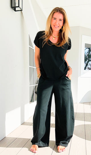 Alys French Terry Italian Pant- Black