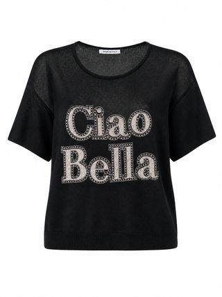 Ciao Bella Glam Boatneck Italian Top - Black