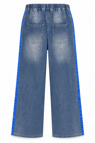 Along The Line Wide Leg Denim - White/Royal