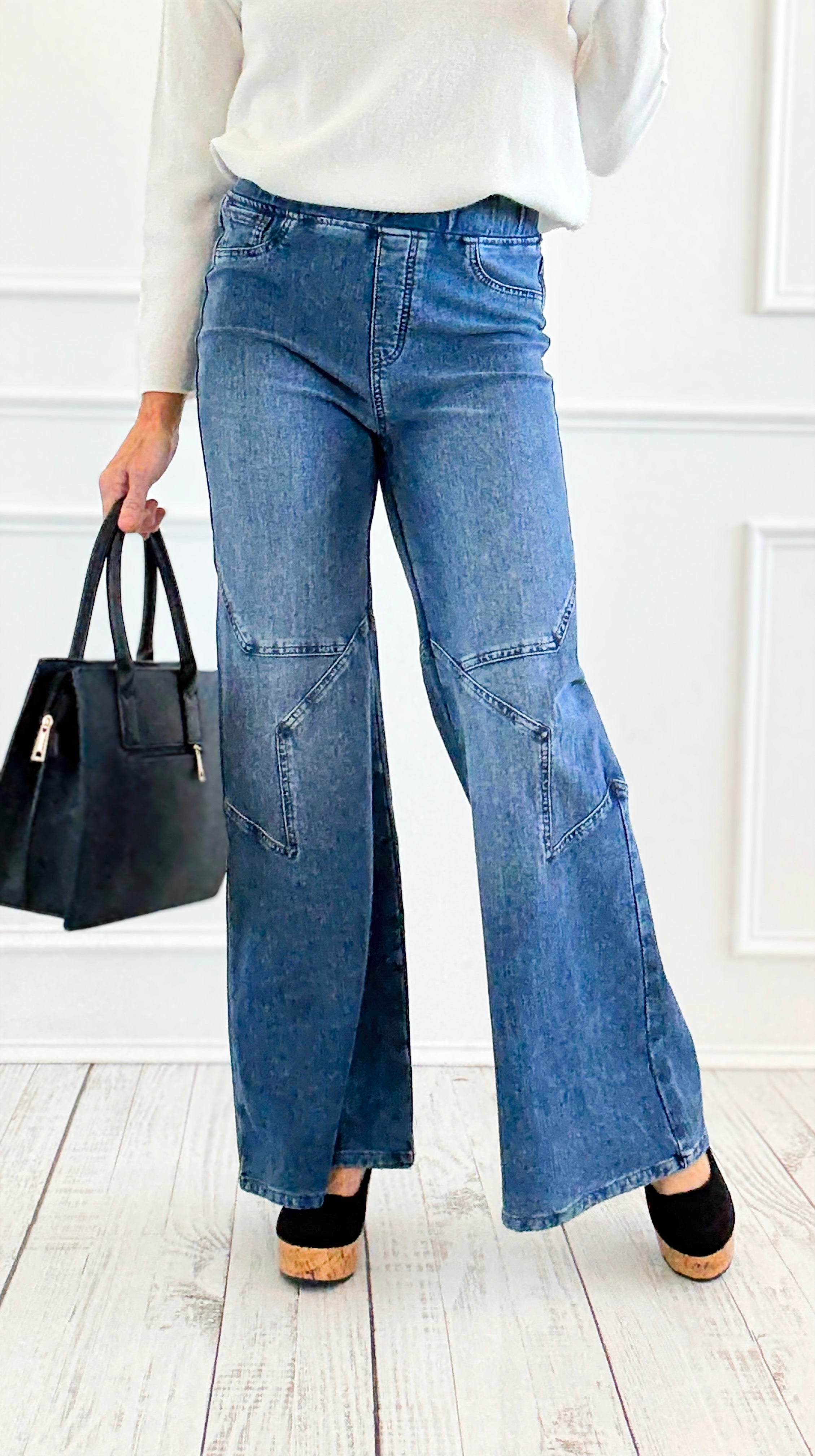 Starlight Freedom Wide Leg Knit Jean-170 Bottoms-SAIGE LLC-Coastal Bloom Boutique, find the trendiest versions of the popular styles and looks Located in Indialantic, FL