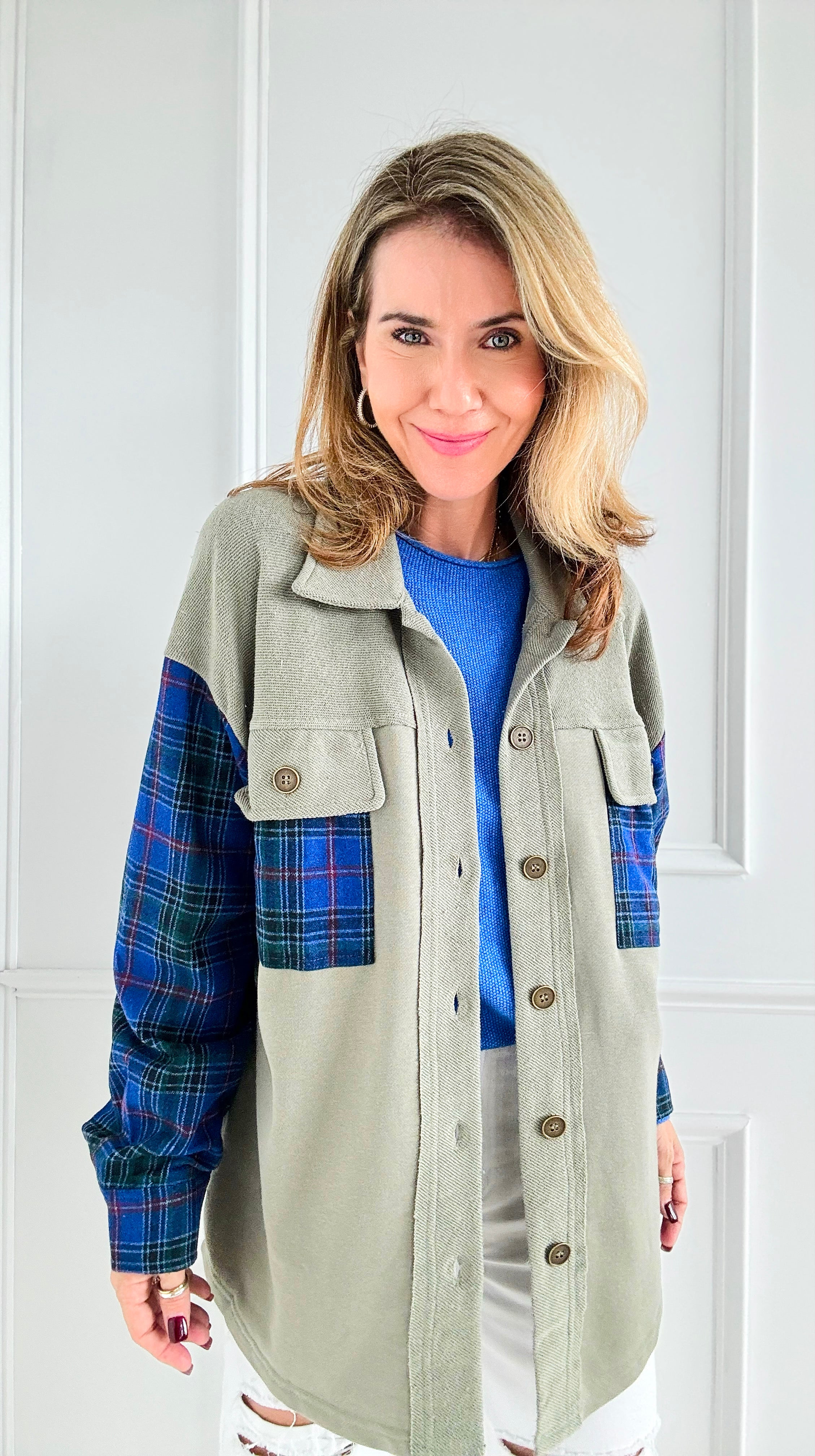 Plaid Peaks Button-Down Top-130 Long Sleeve Tops-Rousseau-Coastal Bloom Boutique, find the trendiest versions of the popular styles and looks Located in Indialantic, FL