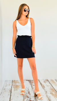 Ruffled Detailed Knit Mini Skirt-170 Bottoms-VOY-Coastal Bloom Boutique, find the trendiest versions of the popular styles and looks Located in Indialantic, FL