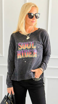 Soul Rider Star Sweatshirt-110 Long Sleeve Tops-ROUSSEAU-Coastal Bloom Boutique, find the trendiest versions of the popular styles and looks Located in Indialantic, FL