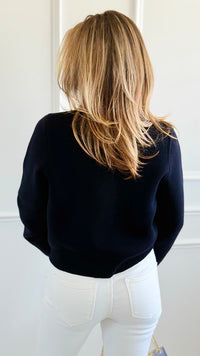 Chic Ruffle Button Down Cardigan-150 Cardigans/Layers-LALAVON-Coastal Bloom Boutique, find the trendiest versions of the popular styles and looks Located in Indialantic, FL