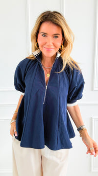 Polished Play Pinstripe Top - Navy