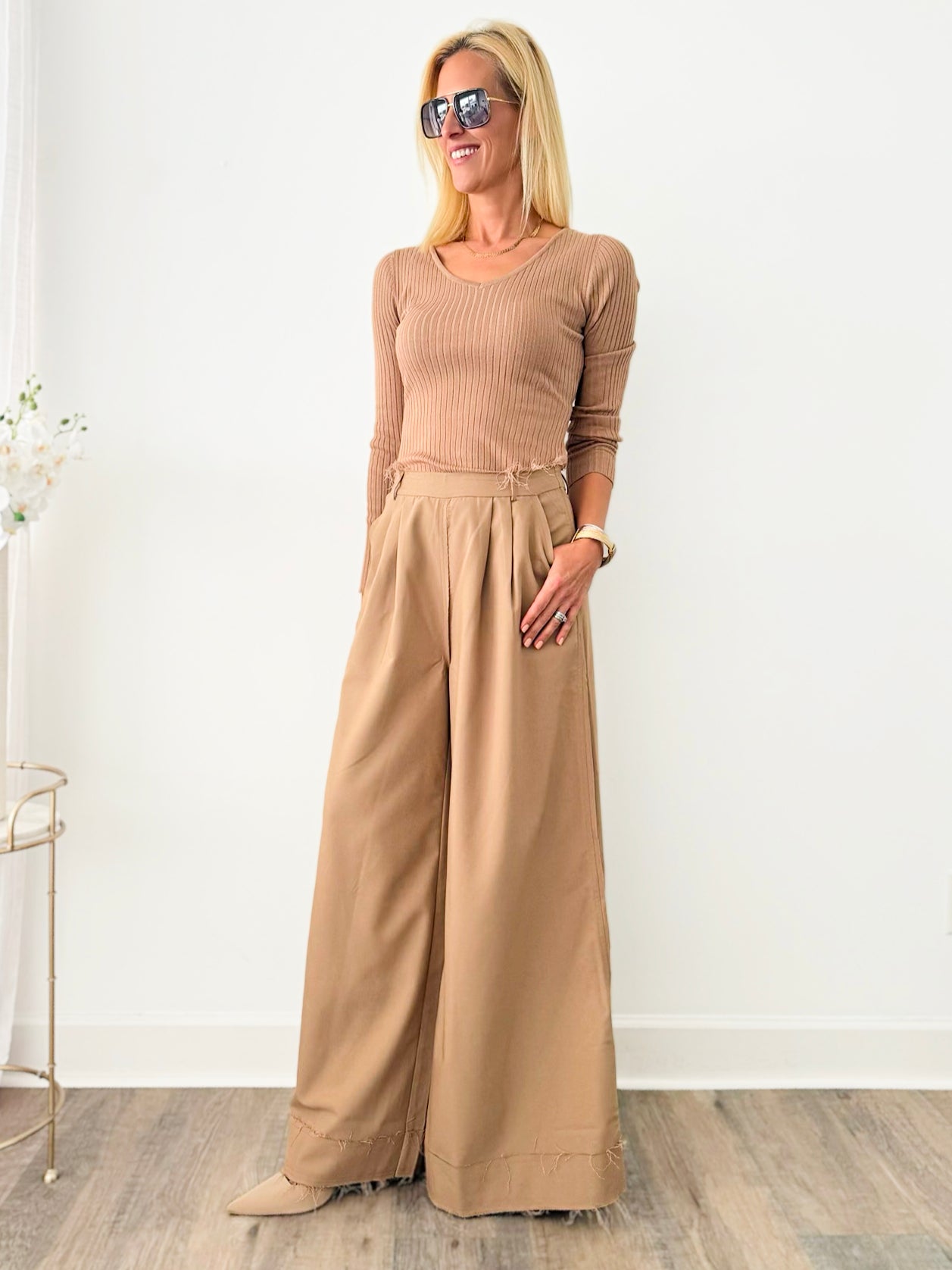 Long Sleeve Body Suit - Light Camel-130 Long Sleeve Tops-Venti6 Outlet-Coastal Bloom Boutique, find the trendiest versions of the popular styles and looks Located in Indialantic, FL