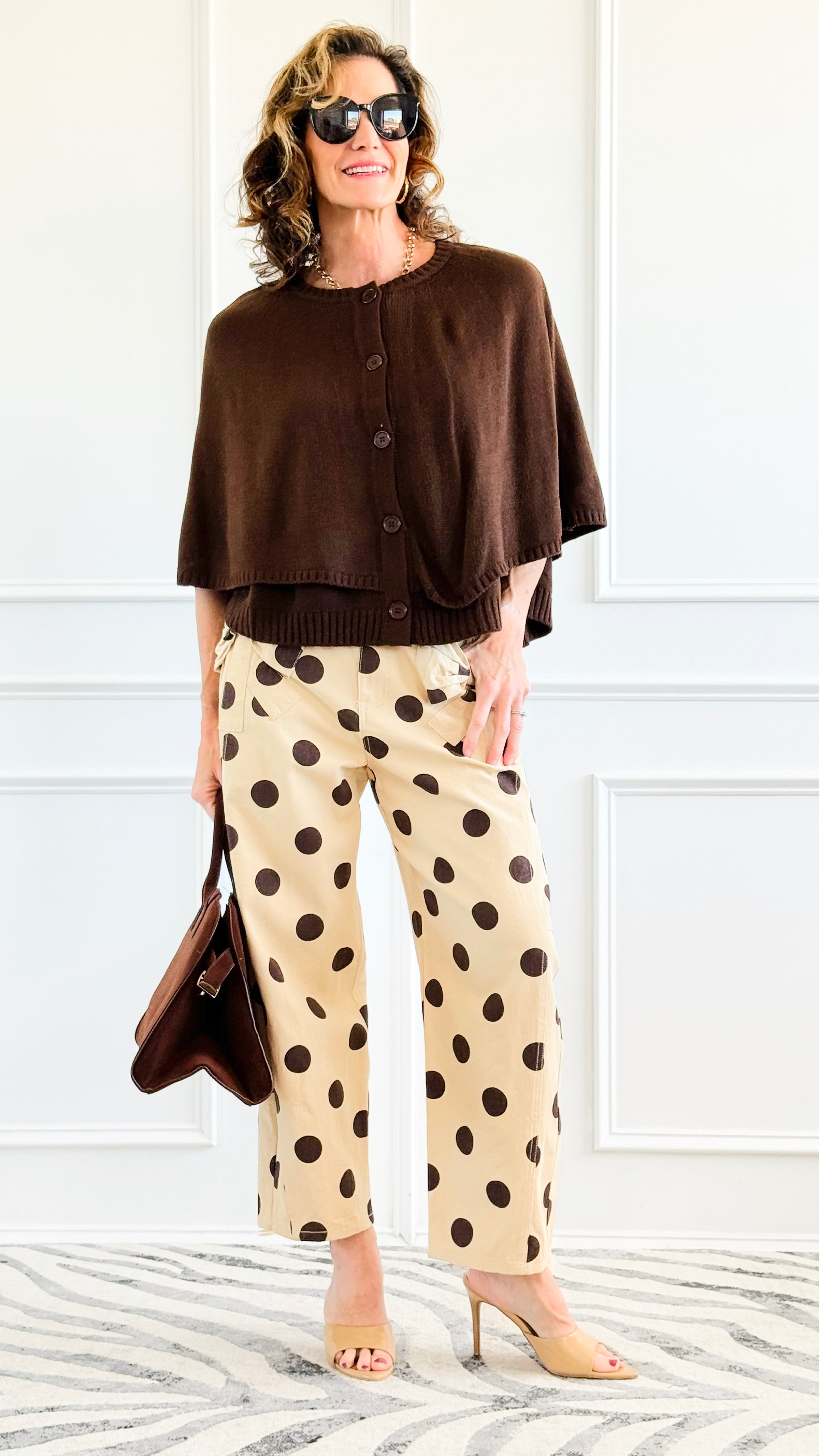 Knit Button Front Cape Poncho - Brown-150 Cardigans/Layers-NYW-Coastal Bloom Boutique, find the trendiest versions of the popular styles and looks Located in Indialantic, FL